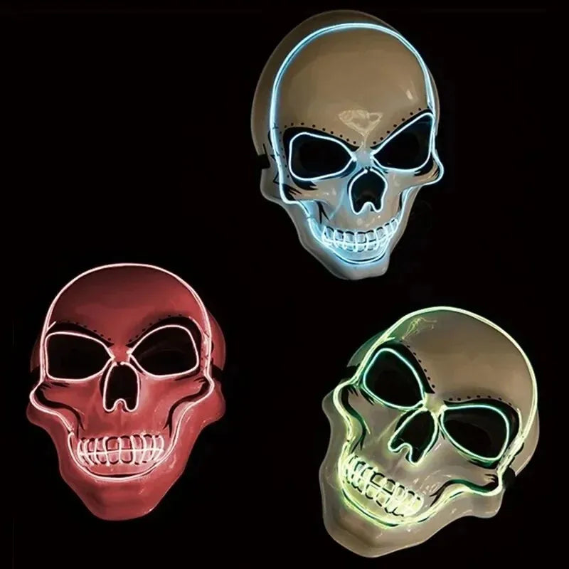 Máscara de Neón LED Luminosa para Fiestas, Máscara Divertida de The Purge: El Año de las Elecciones, Suministros de Disfraces para Festivales y Cosplay, Máscara de Esqueleto que Brilla en la Oscuridad