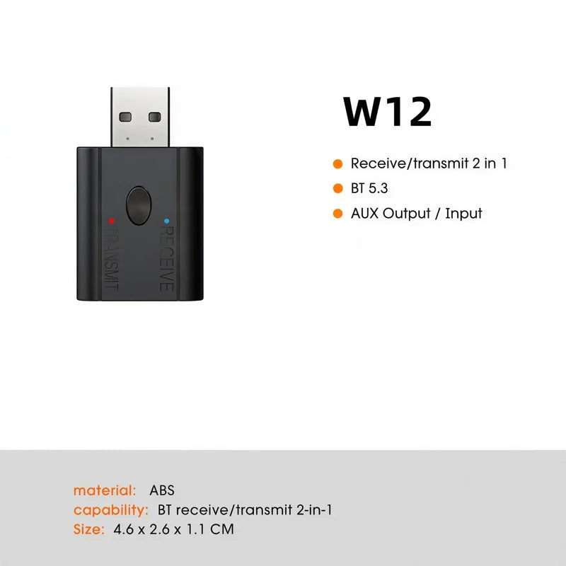 Adaptador USB Bluetooth 5.3 2 en 1 Receptor Transmisor Audio AUX 3.5mm