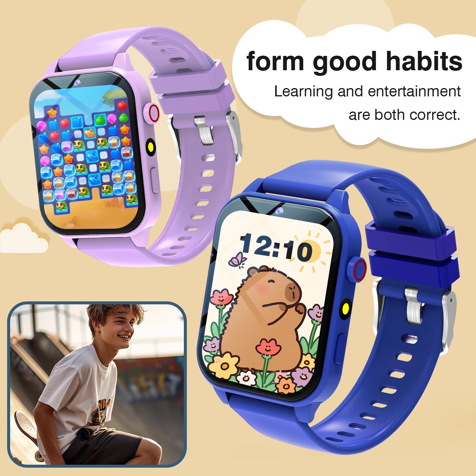 Reloj Inteligente Niños Cámara Juegos Linterna