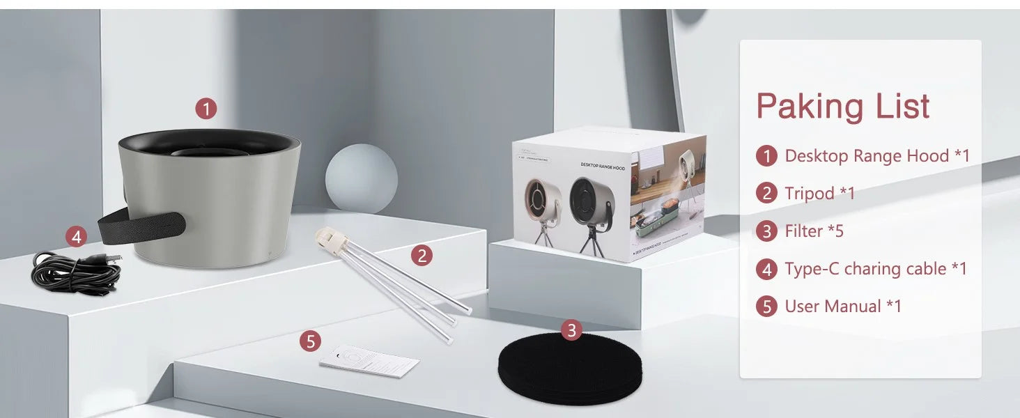 Ventilador de escape portátil, Extractor de campana pequeña para cocina, barbacoa, suministro USB, campana extractora de escritorio, Mini campana de cocina de succión, nuevo, 2024
