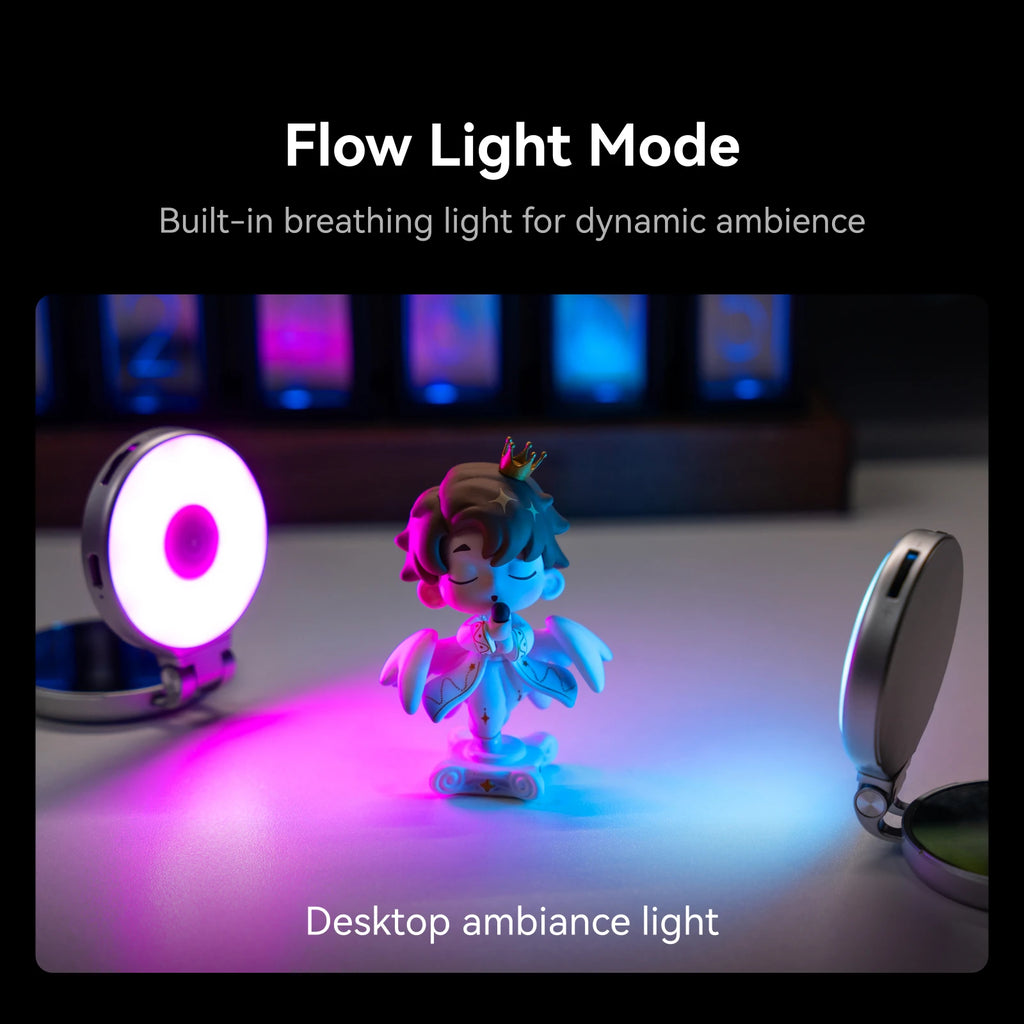 TELESIN Magnético 360 °   Mini Lámpara de Relleno RGB Giratoria, Luz para Selfies con 3 Modos de Color y Brillo Ajustables para Teléfonos Inteligentes iPhone y Android