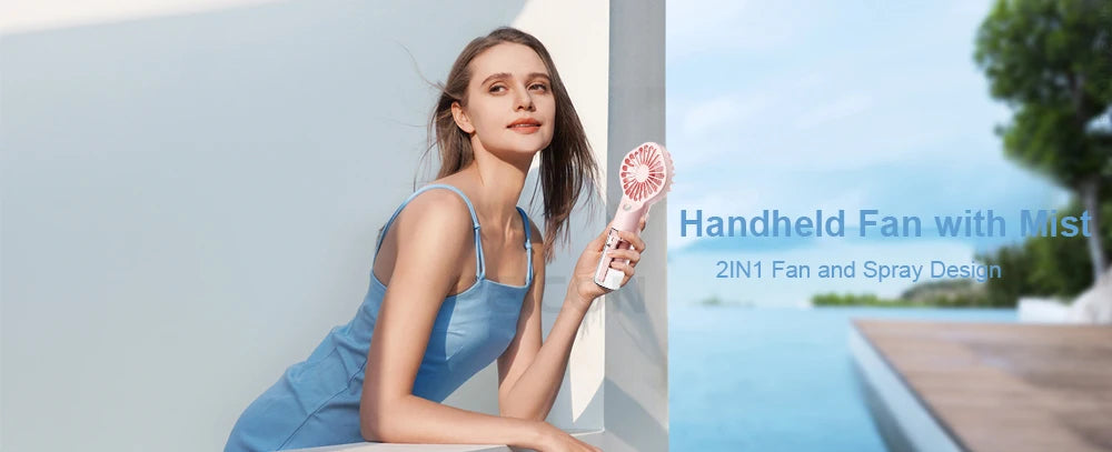 Ventilador de Mano con Rociador de Agua USB