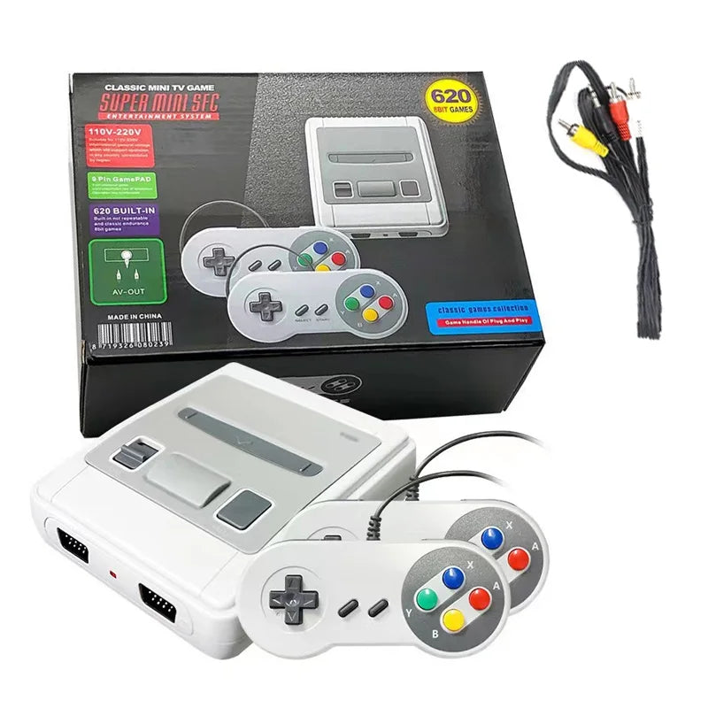 Mini consola de videojuegos Retro portátil para reproductor de juegos SNES, salida AV, juego SFC620 integrado con mando con cable, accesorio de juego
