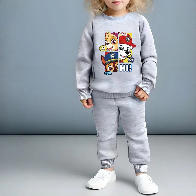 PAW Patrol-sudaderas con capucha y pantalones de chándal para niñas, conjuntos de dos piezas, jersey, pantalones, traje, chándal informal para niños, primavera y otoño