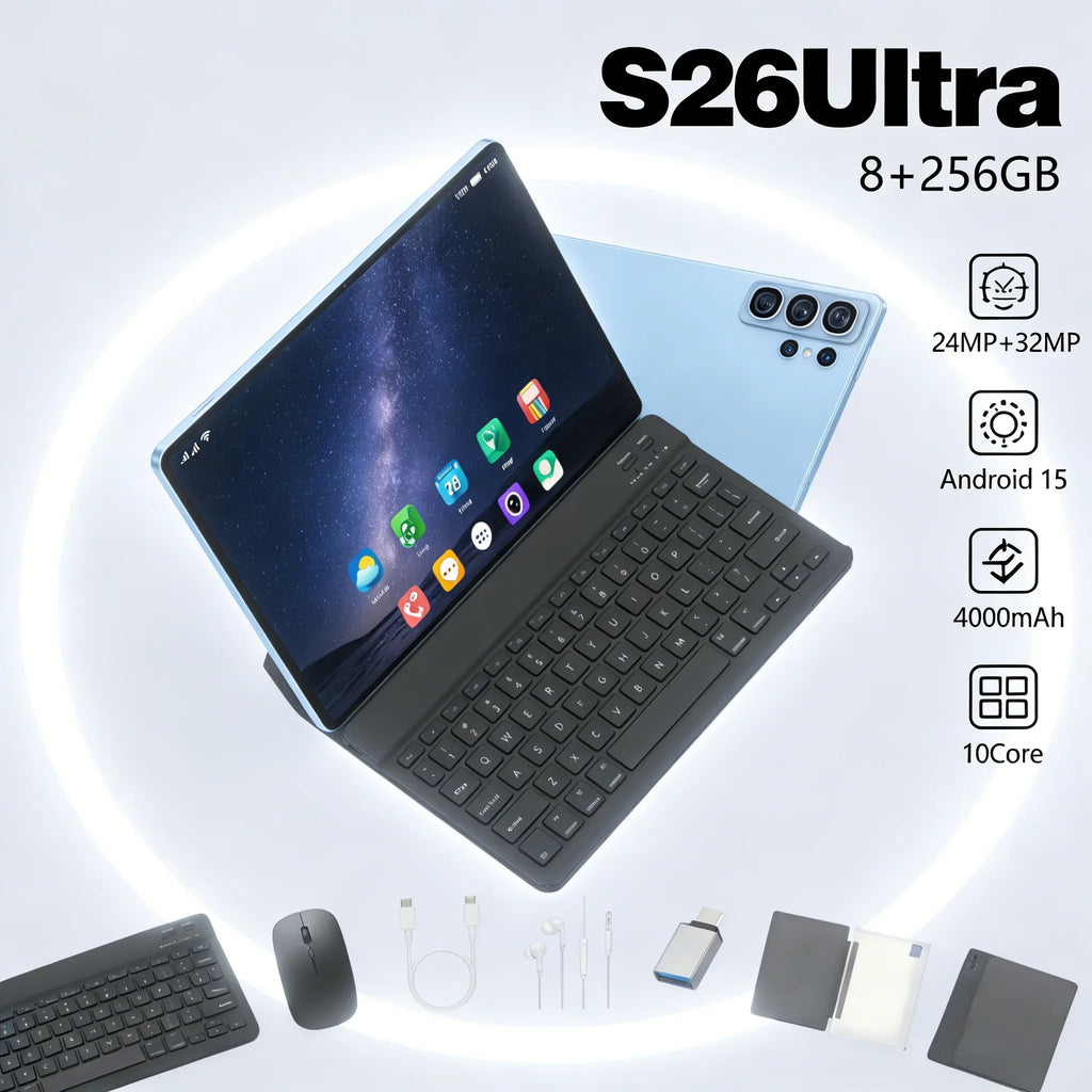 Tablet Original S26 Ultra Android 15, 8+256GB, Ultrafina, Gran Almacenamiento, Tablet para Estudiantes