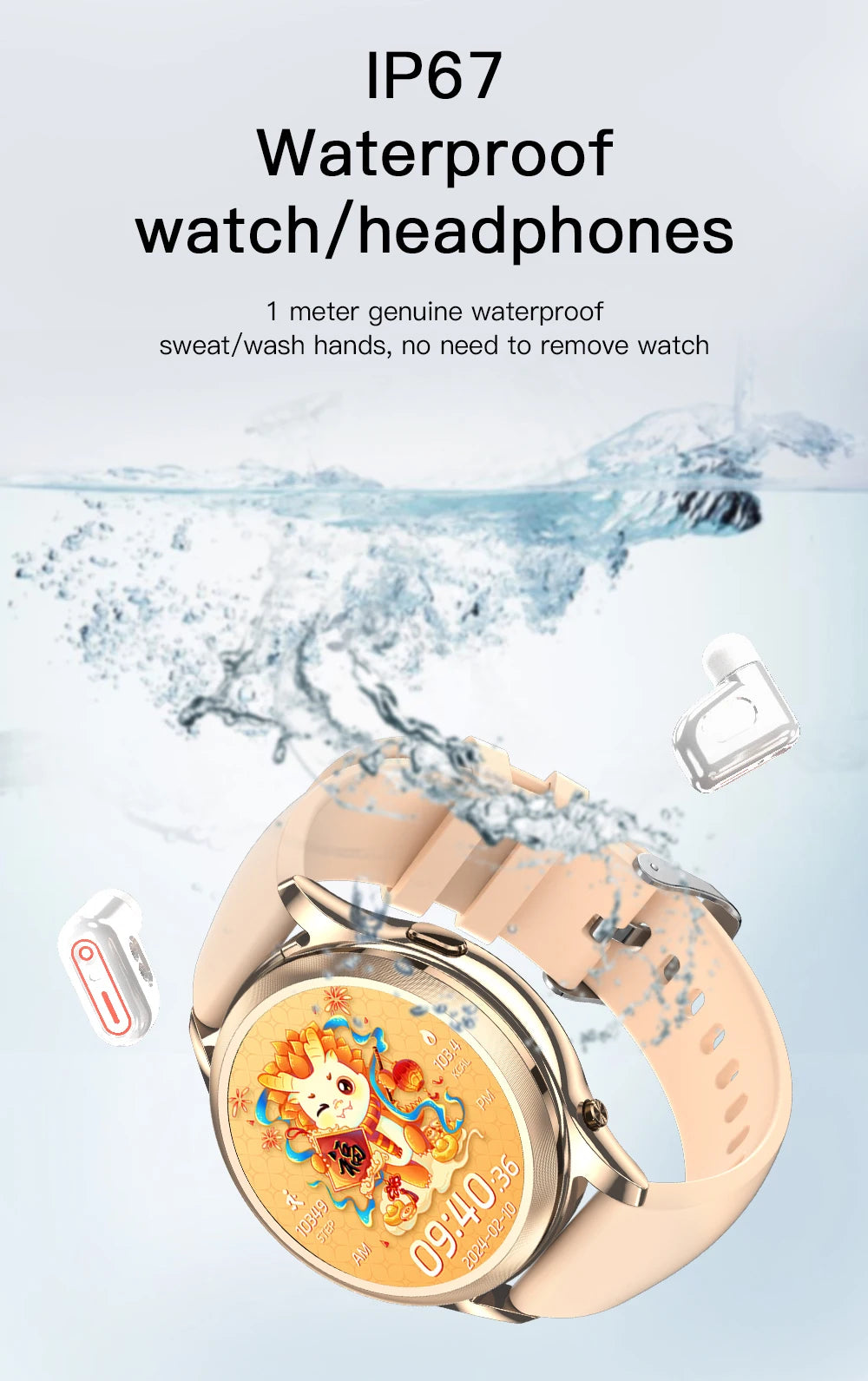 Nuevo Reloj Inteligente 2 en 1 con Auriculares Bluetooth TWS de 1.27 Pulgadas para Mujer, con Monitoreo de Salud, Llamadas BT, Resistente al Agua IP67, 2026