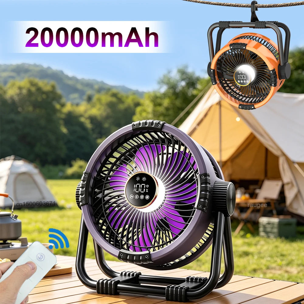 Ventilador Portátil para Camping con Luz y Control Remoto
