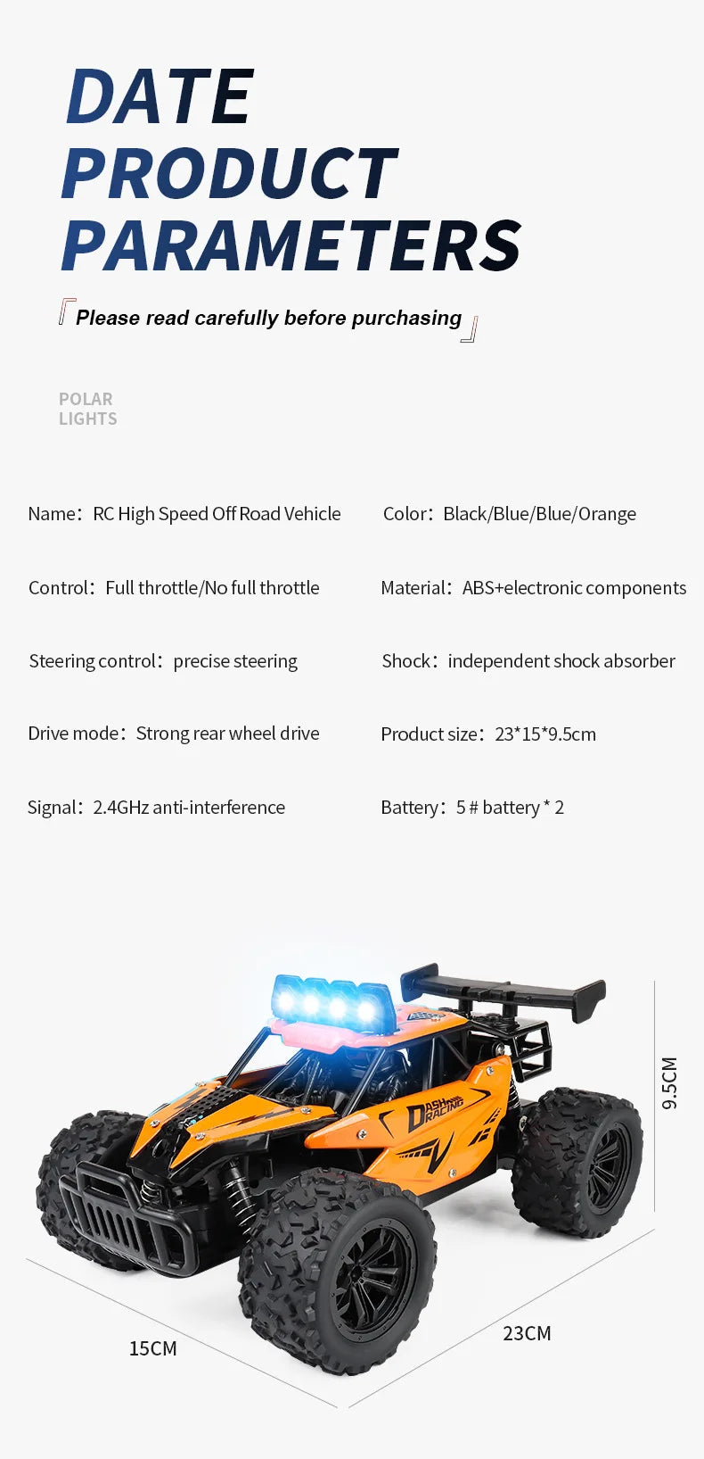 Coche RC 1:16 con Luces LED, Todoterreno, Vehículo de Escalada