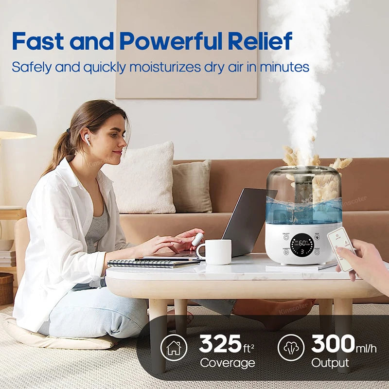 Humidificador de Aire 3L con Control Remoto y Difusor de Aromas