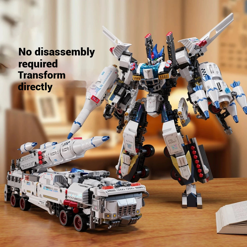 JAKI transformado Mecha coche misil militar cohete modelo de coche montaje, bloques de construcción Mecha juguetes de construcción, regalos de juguetes para niños