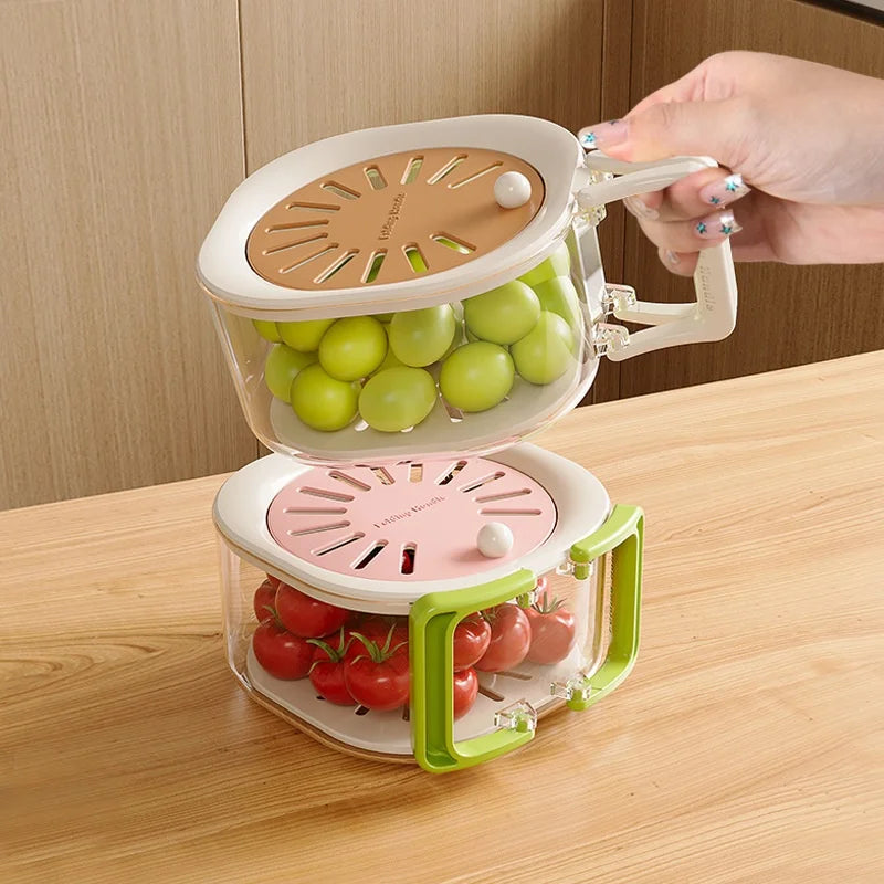 Cesta de drenaje grande, bonita cesta de frutas, filtro de agua telescópico, cesta de verduras para lavado de deshidratación gruesa 2 en 1 con tapa