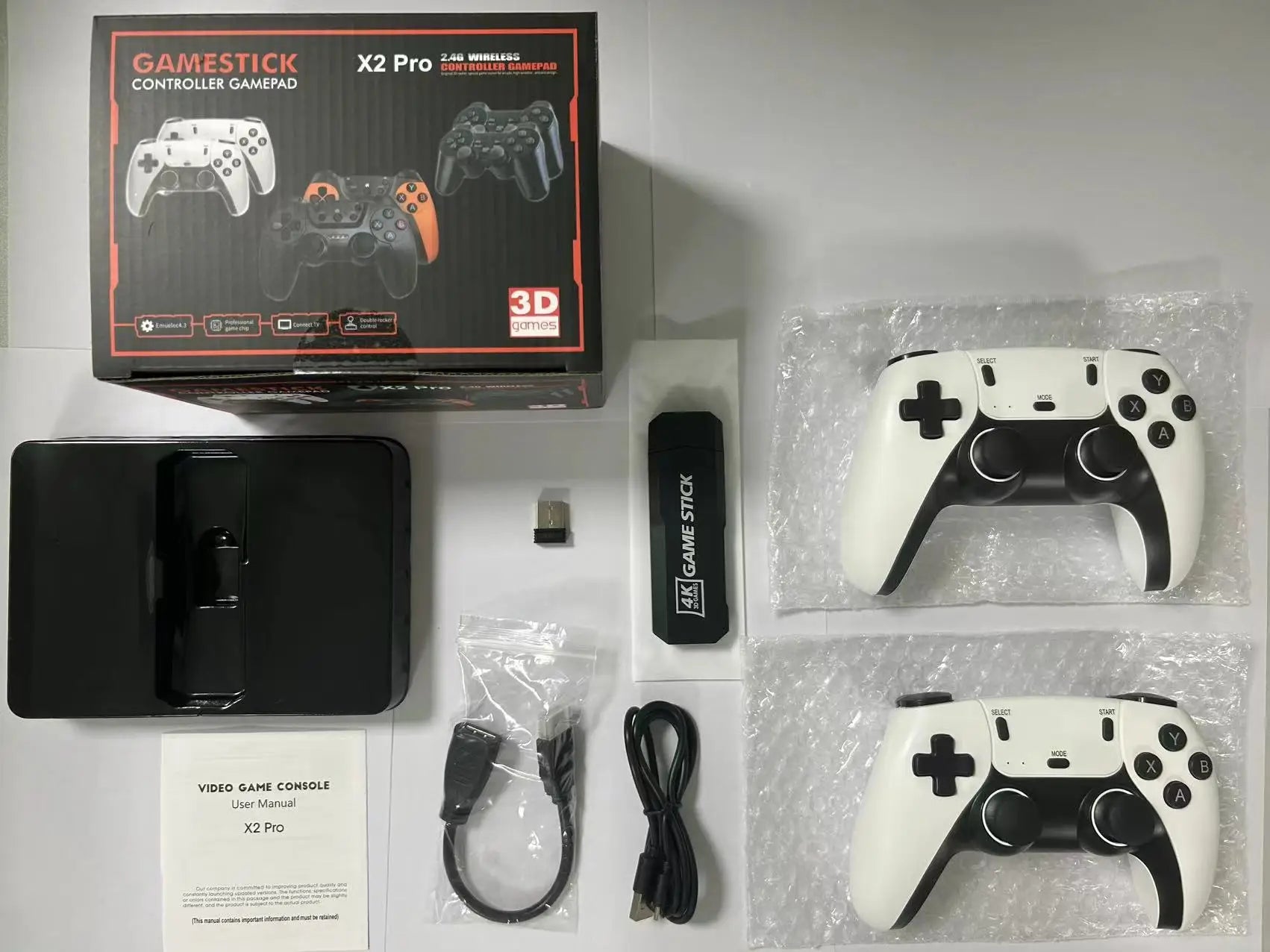 Nuevo X2 Pro Game Stick 44/45 emuladores más de 50000 juegos Retro controlador inalámbrico recargable TV en casa 2/4 jugadores regalo para niños