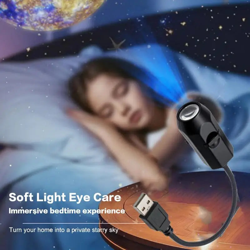 Lámpara de Proyección USB de 6-16 Pulgadas con Diseño de Luna y Tierra, Luz de Ambiente, Cielo Estrellado, Luz Nocturna Romántica para Dormitorio, Proyector de Galaxia