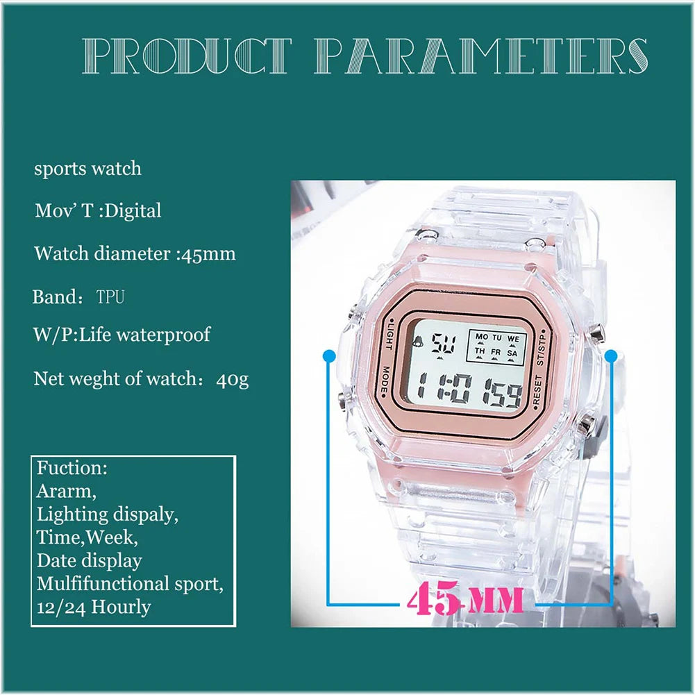 Reloj Electrónico Deportivo Digital LED Cuadrado