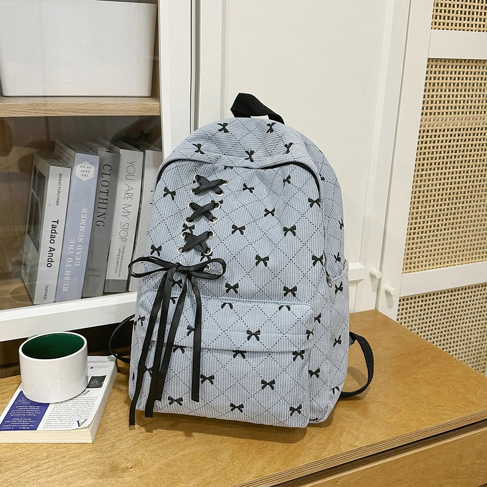 Mochila de Pana para Mujer, Gran Capacidad Estilo Universitario para Viajes