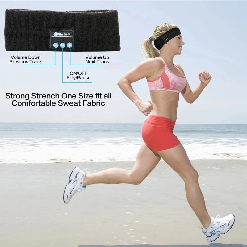 Auriculares inalámbricos con Bluetooth para dormir, correr, diadema, auriculares estéreo, auriculares deportivos, sombrero de música con micrófono, auriculares para teléfono inteligente