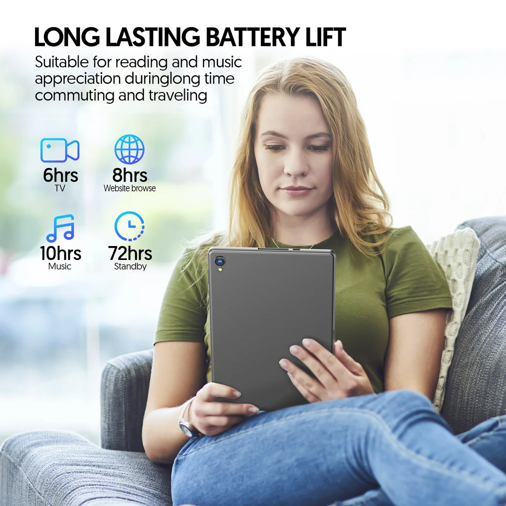 Tablet de 10 Pulgadas: Funciona con Android 14, Procesador de Cuatro Núcleos, 4 (2+2) GB + 64 GB de Almacenamiento (Admite 1 TB (Expandible), Compatible con Wi-Fi 6)