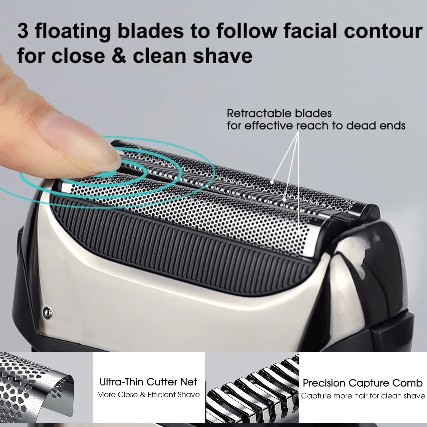    Maquinilla de afeitar eléctrica para hombres, afeitadora de lámina impermeable recargable inalámbrica con pantalla LED para afeitadoras de barba