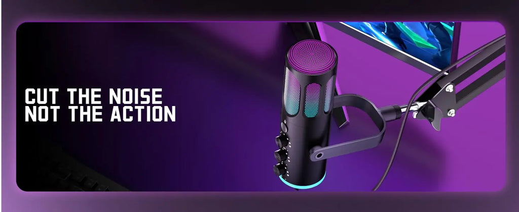 Micrófono USB para Juegos PUPGSIS, Micrófono de Condensador con Cancelación de Ruido, Silenciador, Ganancia, Luces RGB, Soporte de Brazo para Streaming, PC