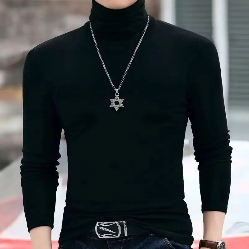 Suéteres de Cuello Alto para Hombre Otoño Invierno, Suéteres Casuales Térmicos de Manga Larga, Ajustados, Elásticos, Básicos, Sudaderas, Jumper, Camisetas