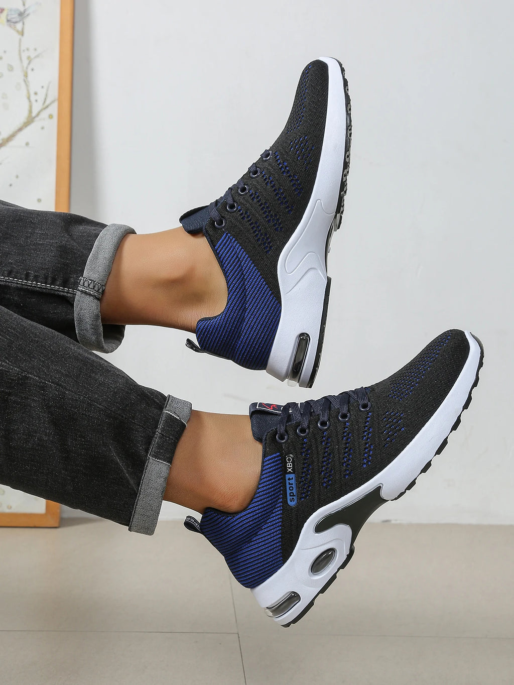 Zapatos para hombre, zapatillas para correr con cordones súper transpirables a la moda, comodidad antideslizante, duradera y con almohada, zapatillas de deporte de moda para hombre