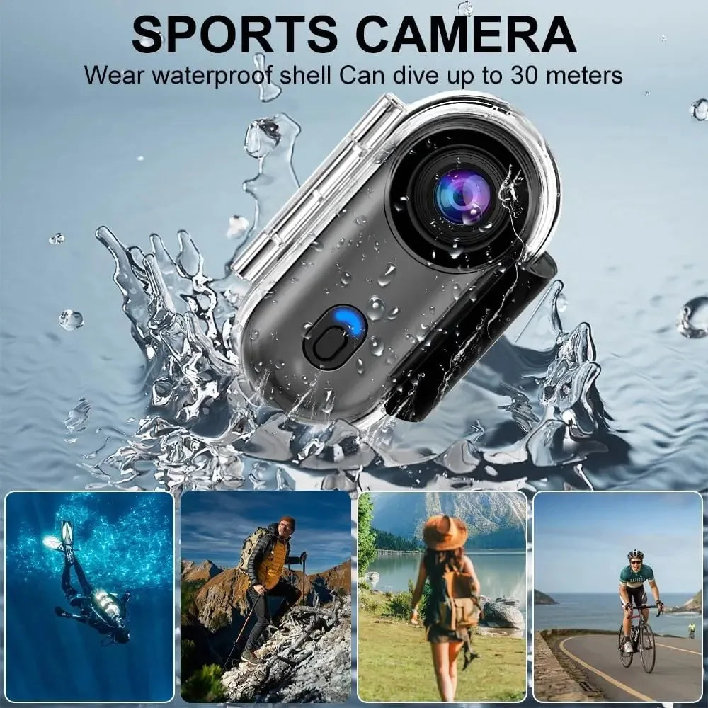 Cámara de acción 4K mini WiFi 1080P para casco, bicicleta y vlogging