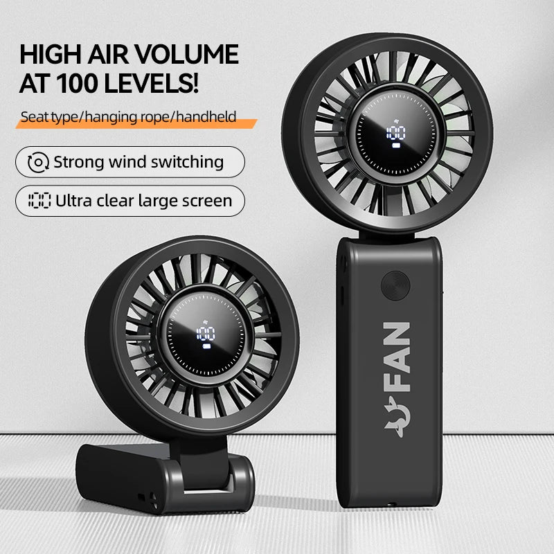 Ventilador Portátil de Mano con Pantalla Digital y 100 Velocidades