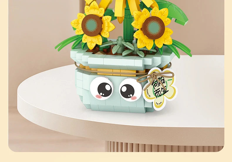 Bloques de Construcción LOZ Serie Plantas, Rosas y Girasoles en Maceta, Modelo MOC DIY, Flor Artificial, Decoración de Escritorio, Regalo Coleccionable para Adultos