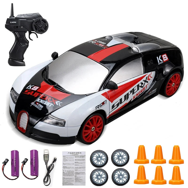 Coche de Carreras Teledirigido 2.4G 4WD, Modelos AE86, GTR, Ferrari, BMW