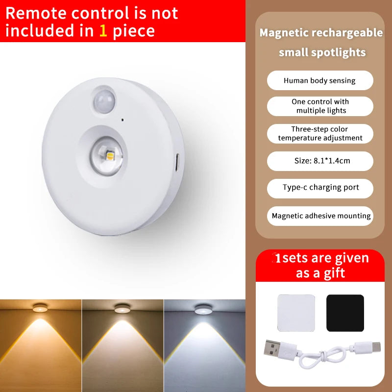 Lámpara LED con Sensor PIR Recargable para Gabinete