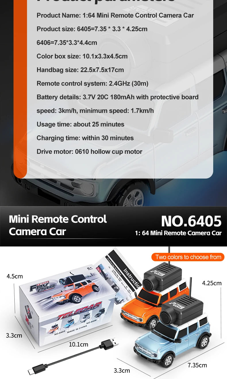 Mini Coche RC 1:64 WLtoys con Cámara FPV HD y Giroscopio