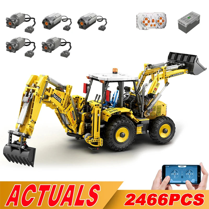 Nuevo 2466 Uds Bulldozer excavadora camión Control remoto modelo bloques de construcción rompecabezas juguete cumpleaños regalos de navidad para niño