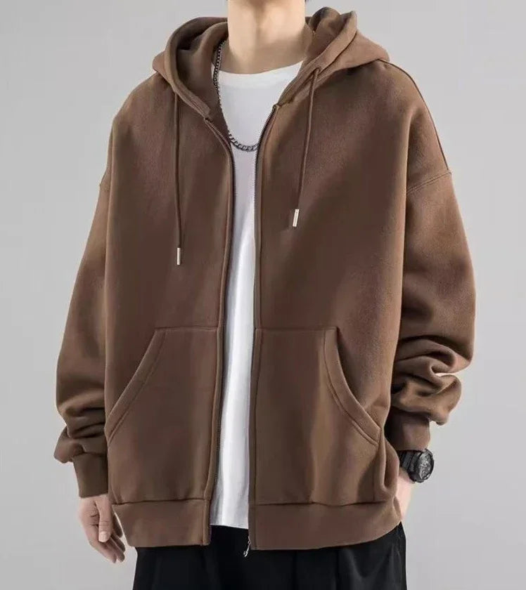 Ropa masculina Sudadera sólida negra para hombres Sudaderas con capucha con cremallera completa Invierno Jóvenes En oferta Ofertas Estilo coreano de alta calidad S