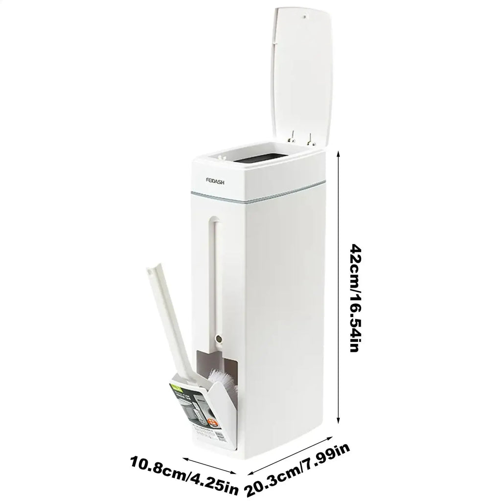 Cubo de basura para baño con escobilla para inodoro y tapa, compacto