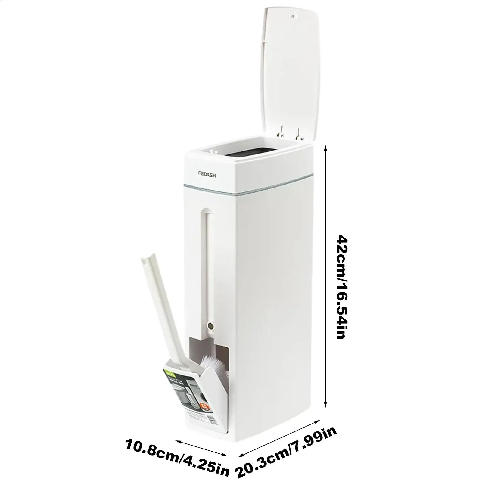 Cubo de basura para baño con escobilla para inodoro y tapa, compacto