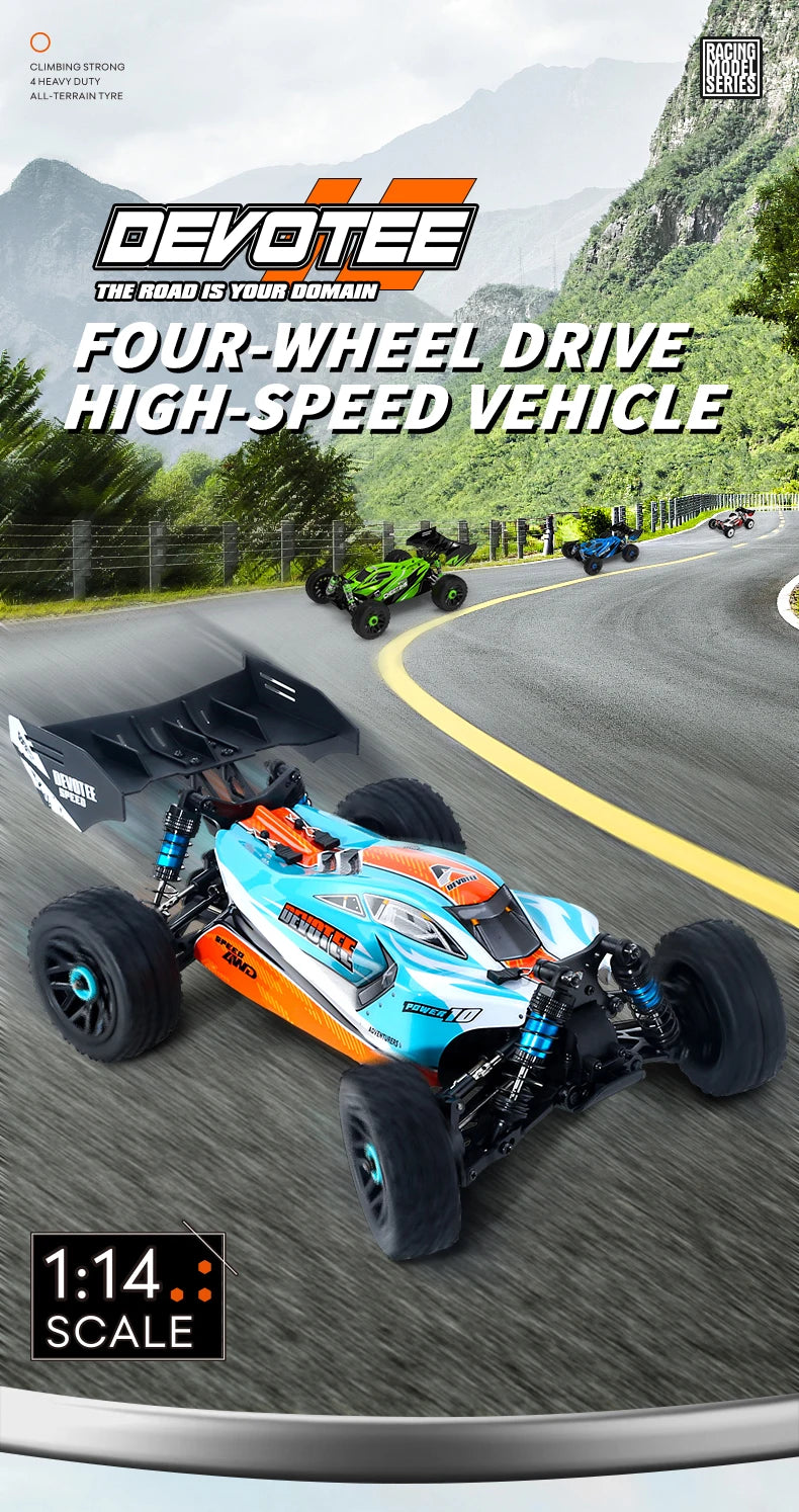Auto RC de Alta Velocidad 95 km/h 4WD Sin Escobillas Escala 1:14