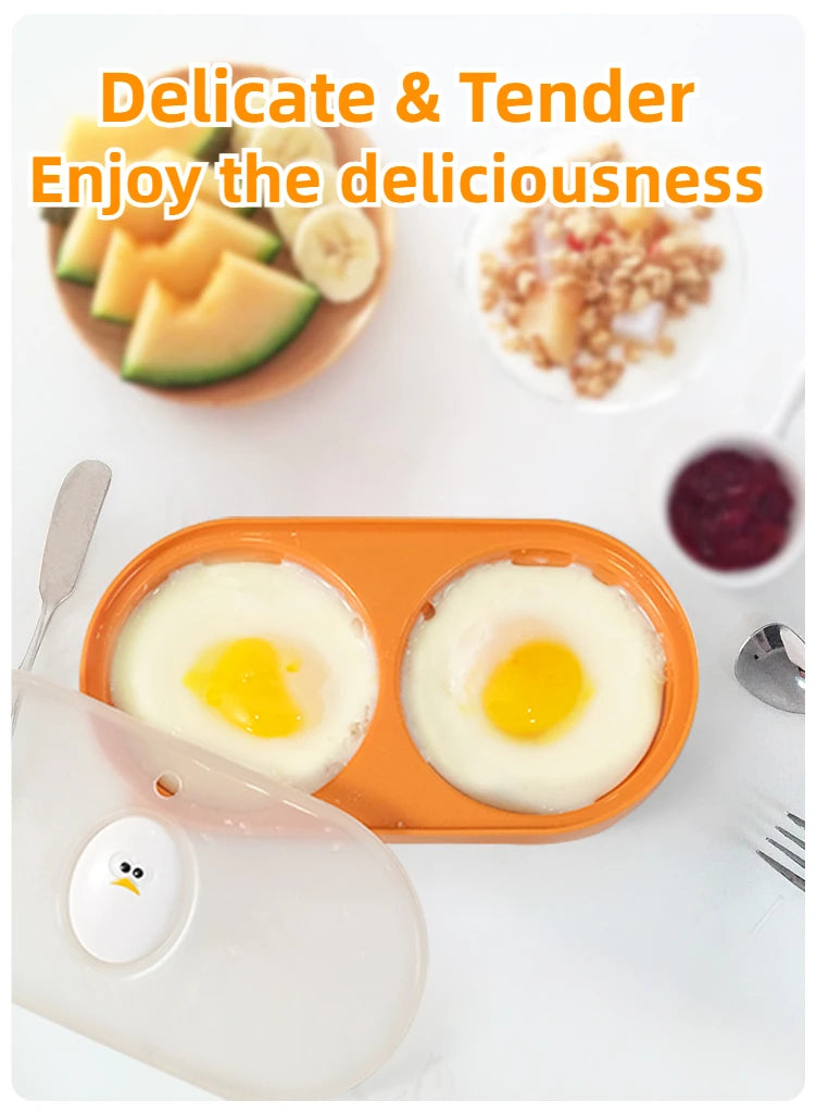 Joie-pulidor de huevos doble para microondas, cazador de huevos, caja de huevos fritos, caja de huevos al vapor para desayuno, herramientas para huevos, herramienta de cocina