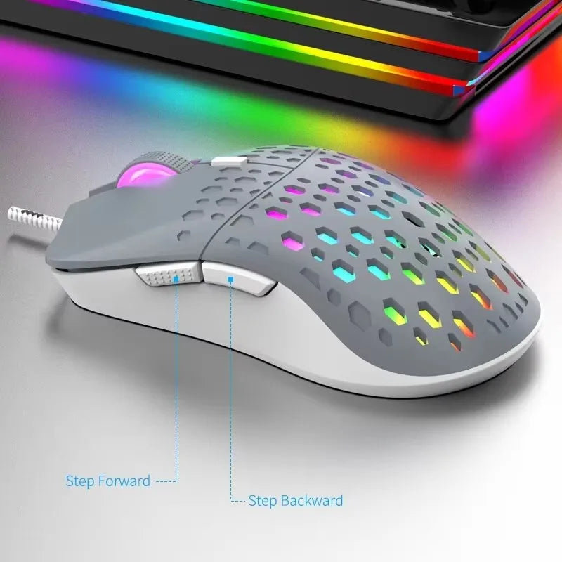 RAIKU G701-ratón con cable de 6 teclas, Mouse con iluminación colorida para juegos y oficina para Microsoft Windows y Apple IOS System
