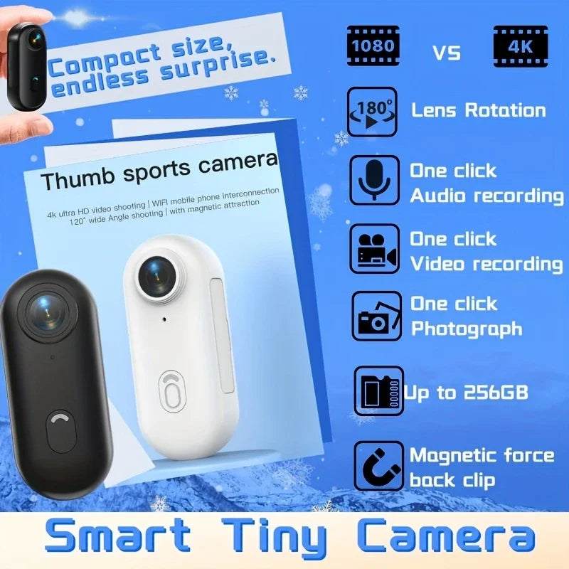 Mini Cámara de Acción 4K WiFi para Casco y Vlog