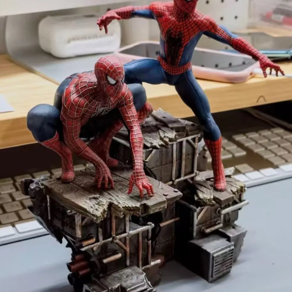 Juego de 3 figuras de acción de Spider-Man, estatuas de modelos coleccionables de Marvel para decoración de escritorio, regalo para fanáticos y coleccionistas