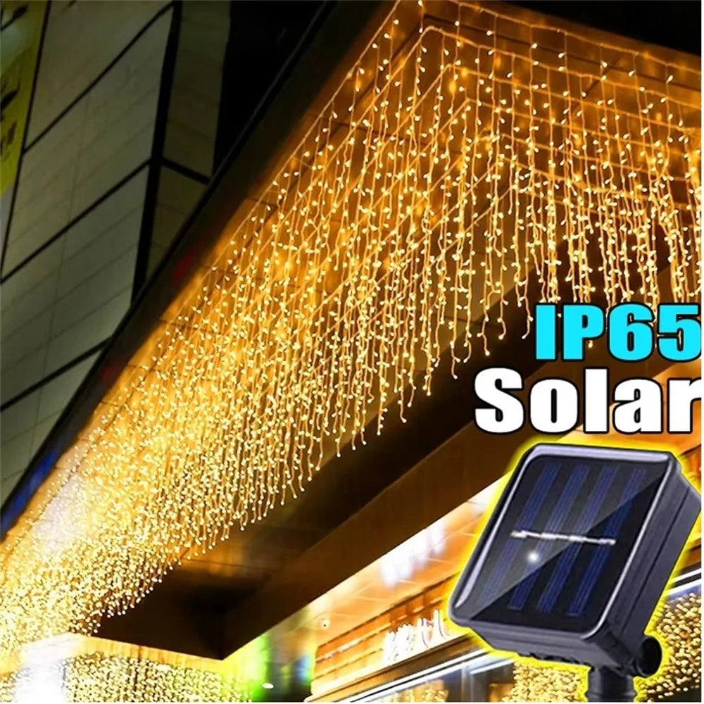 Guirnalda Solar LED en Forma de Carámbanos 3.5M para Jardín y Eventos