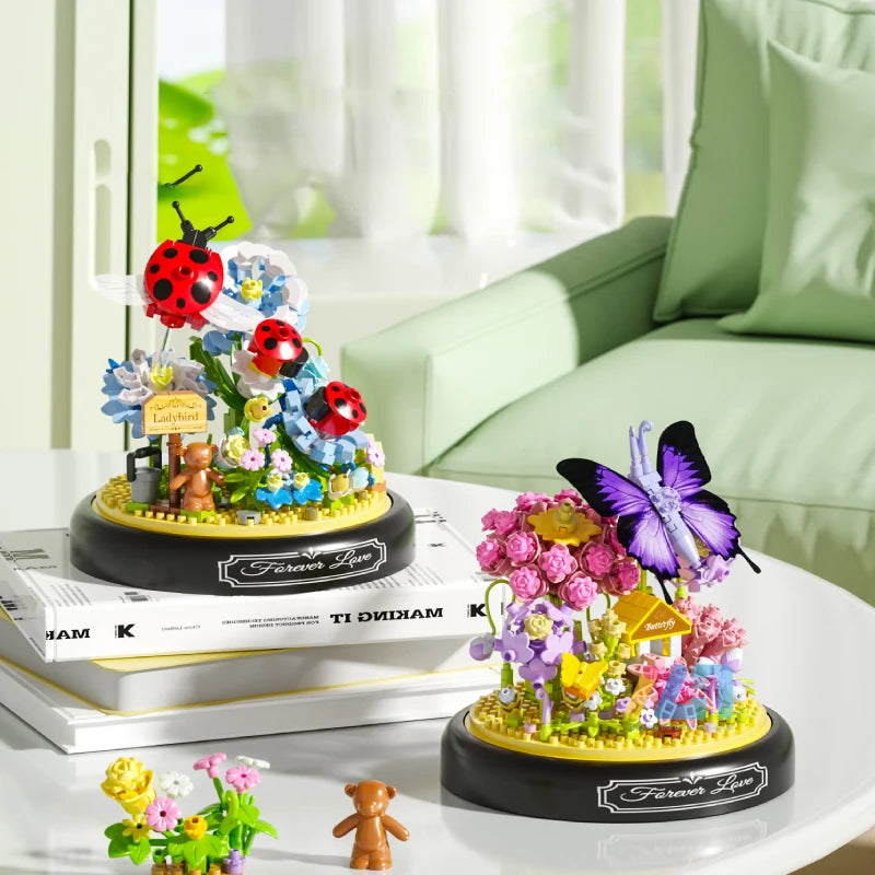 Bloques de Construcción de Flores e Insectos DIY con Cubierta