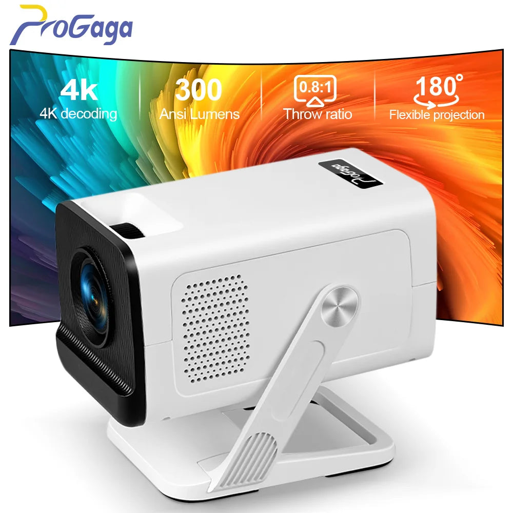 PROGAGA PG310 Mini proyector 4K Android 300Ansi BT5.4 proyector para película PG310 cine en casa inteligente vídeo al aire libre proyector portátil