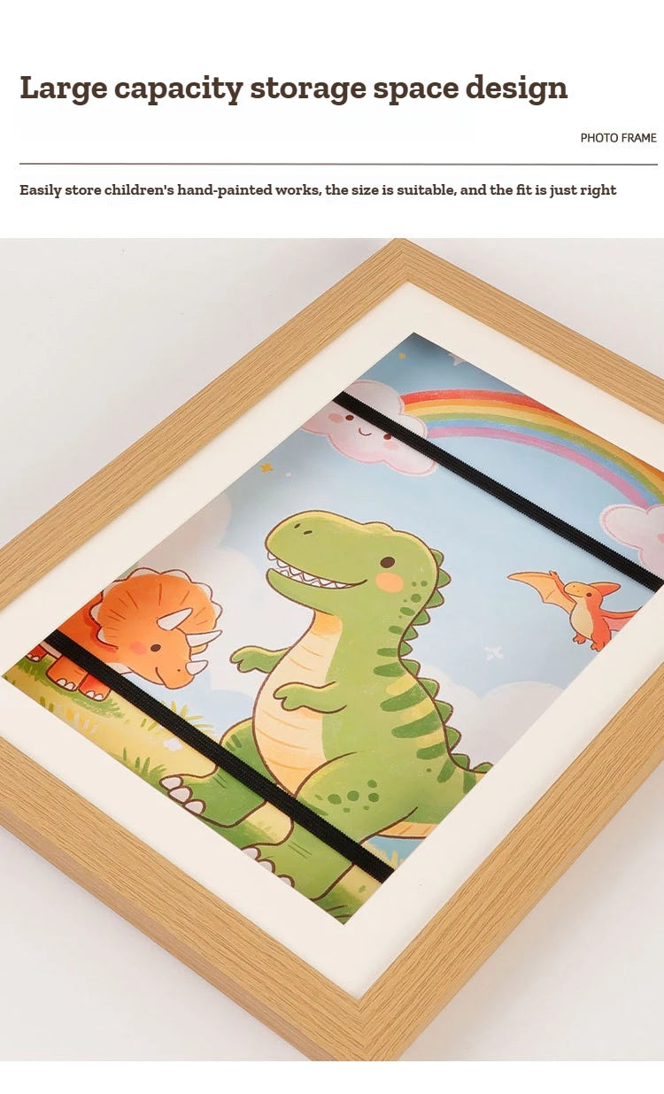 Marco Resistente para Obras de Arte Infantiles A4, sin Paspartú, con Apertura Frontal Magnética, Capacidad para 100 Piezas, Marco de Almacenamiento para Montar en la Pared