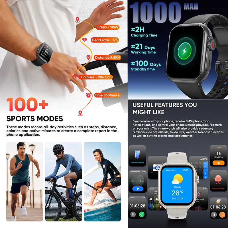 Reloj Ultra2 Inteligente AMOLED Mujer 1000mAh