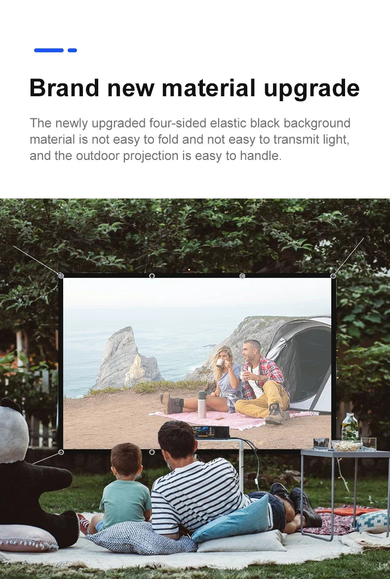 Pantalla de proyector LEJIADA de 60-150 pulgadas, trituración de leche blanca, fondo negro, diseño sin arrugas, pantalla de proyección suave para interiores y exteriores