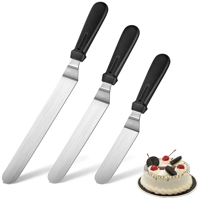 LMETJMA-espátula compensada para pasteles, espátula para glaseado de acero inoxidable con mango de plástico PP, espátula para glaseado para decoración de pasteles JT141