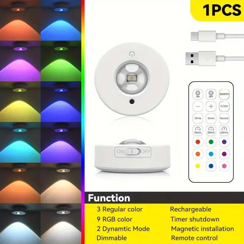 Luz Nocturna RGB con Control Remoto, 12 Colores