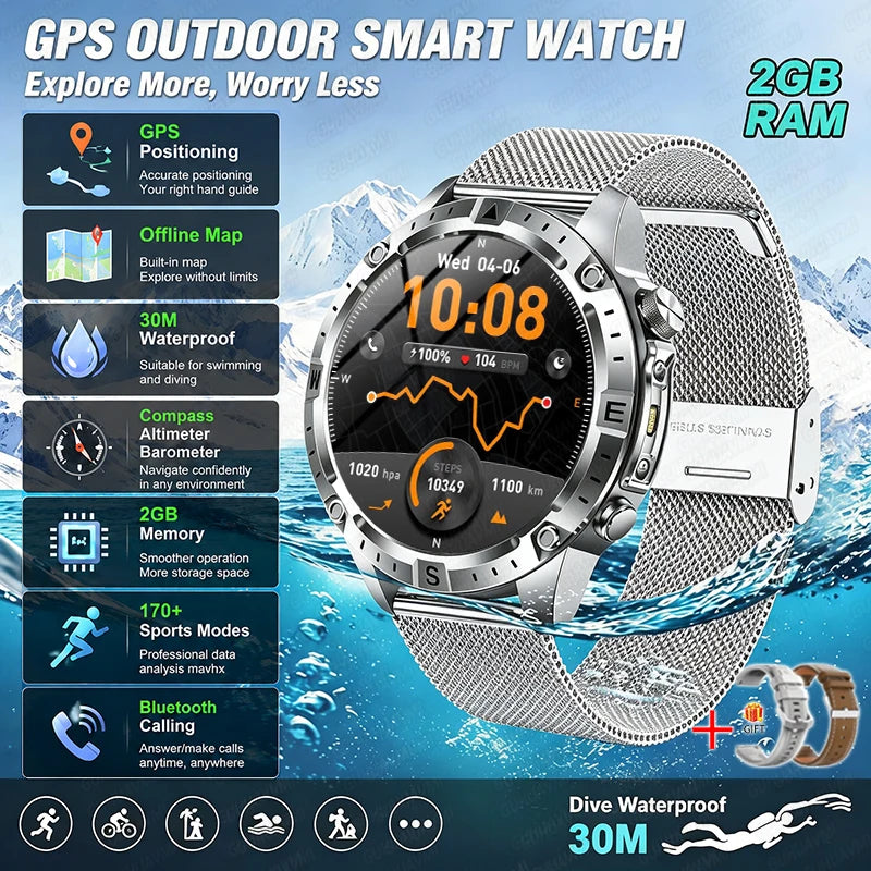 Reloj Inteligente con GPS, Mapa Offline, Linterna y 170 Deportes