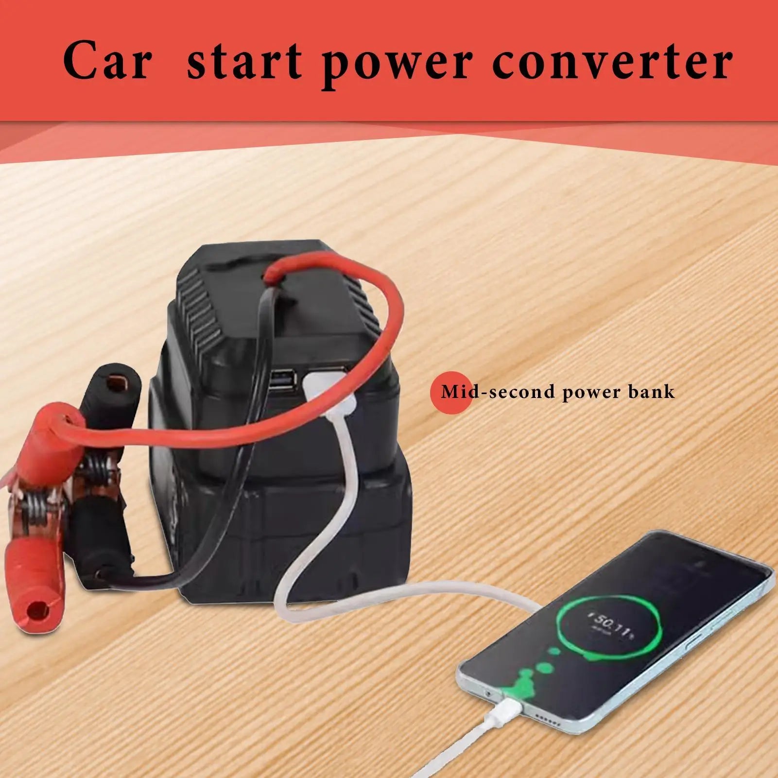 Arrancador de Batería Portátil para Auto con Doble USB